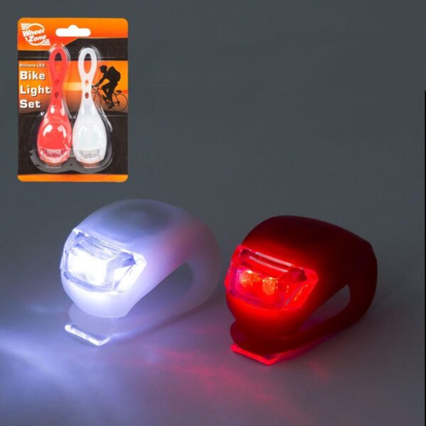 WheelZone - Siliconen Fietslampjes Set - Lampjes Fietsverlichting Voorlicht & Achterlicht Fiets - Waterdichte Rubberen LED fiets lampen - Koplamp
